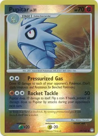 Pupitar Reverse Holo Pokemon card from Mysterious Treasures