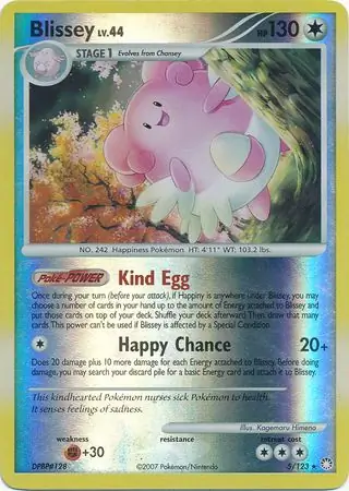 Blissey Reverse Holo Pokemon card from Mysterious Treasures
