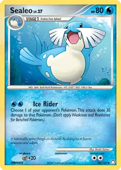 Sealeo Pokemon card from Mysterious Treasures