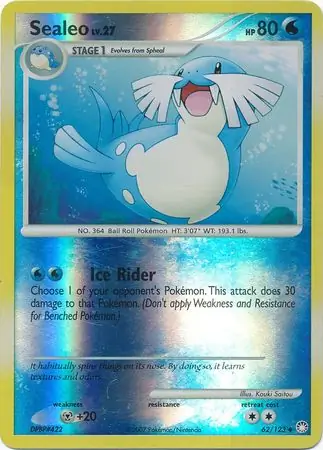 Sealeo Reverse Holo Pokemon card from Mysterious Treasures