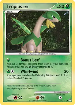 Tropius Pokemon card from Mysterious Treasures
