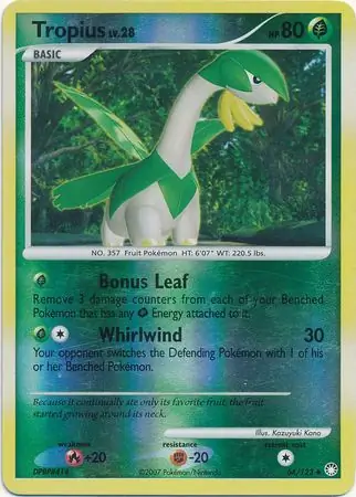 Tropius Reverse Holo Pokemon card from Mysterious Treasures