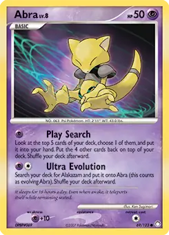 Abra Pokemon card from Mysterious Treasures