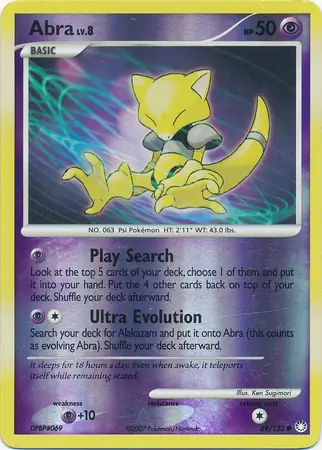 Abra Reverse Holo Pokemon card from Mysterious Treasures