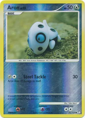 Aron Reverse Holo Pokemon card from Mysterious Treasures