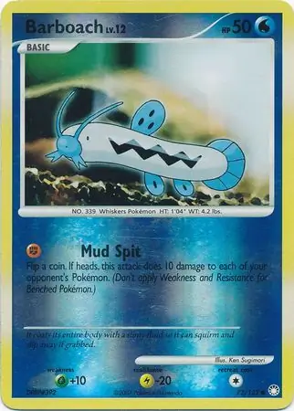 Barboach Reverse Holo Pokemon card from Mysterious Treasures