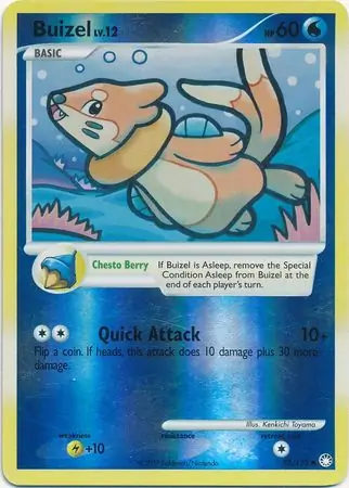 Buizel Reverse Holo Pokemon card from Mysterious Treasures