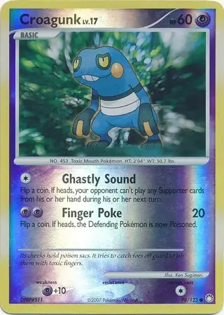 Croagunk Reverse Holo Pokemon card from Mysterious Treasures