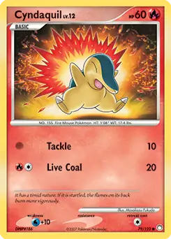 Cyndaquil Pokemon card from Mysterious Treasures