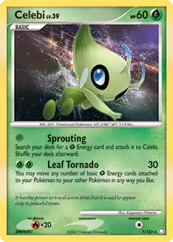 Celebi Holo Pokemon card from Mysterious Treasures