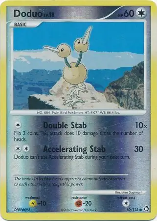 Doduo Reverse Holo Pokemon card from Mysterious Treasures