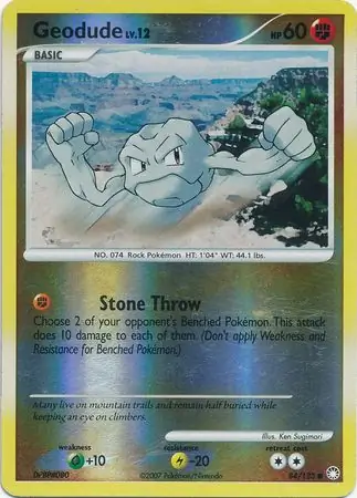 Geodude Reverse Holo Pokemon card from Mysterious Treasures