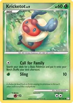 Kricketot Pokemon card from Mysterious Treasures