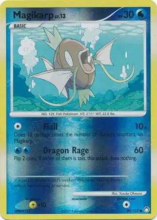 Magikarp Reverse Holo Pokemon card from Mysterious Treasures