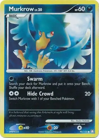 Murkrow Reverse Holo Pokemon card from Mysterious Treasures