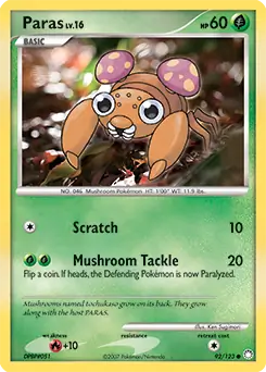 Paras Pokemon card from Mysterious Treasures