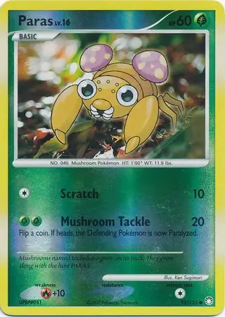 Paras Reverse Holo Pokemon card from Mysterious Treasures