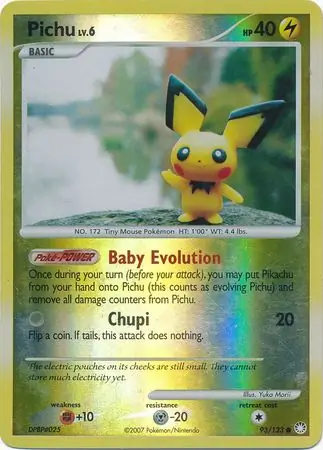 Pichu Reverse Holo Pokemon card from Mysterious Treasures