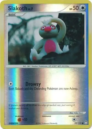 Slakoth Reverse Holo Pokemon card from Mysterious Treasures