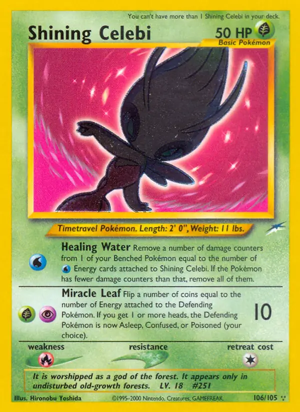 Shining Celebi Secret Pokemon card from Neo Destiny