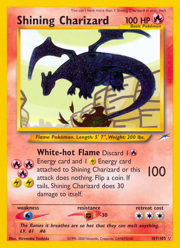 Shining Charizard Secret Pokemon card from Neo Destiny