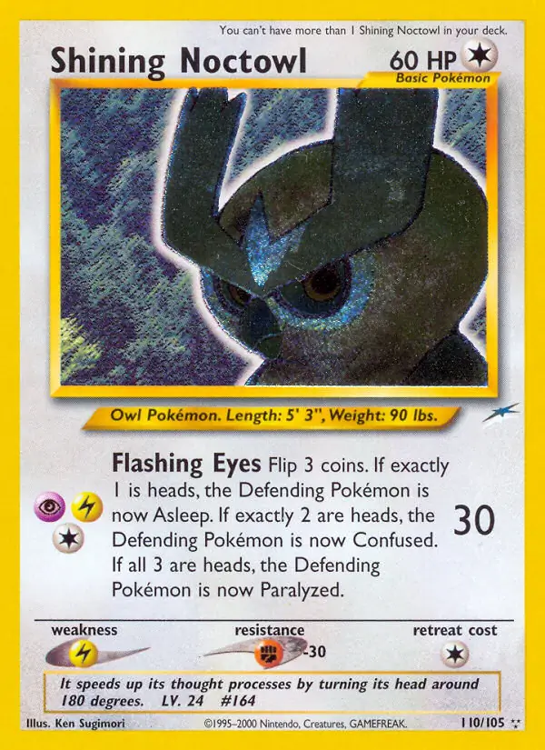 Shining Noctowl Secret Pokemon card from Neo Destiny