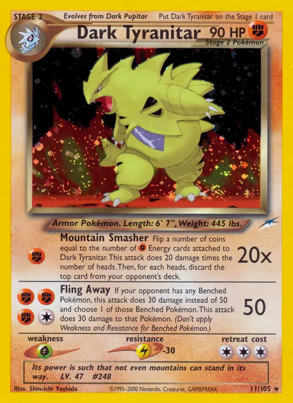 Dark Tyranitar Holo Pokemon card from Neo Destiny