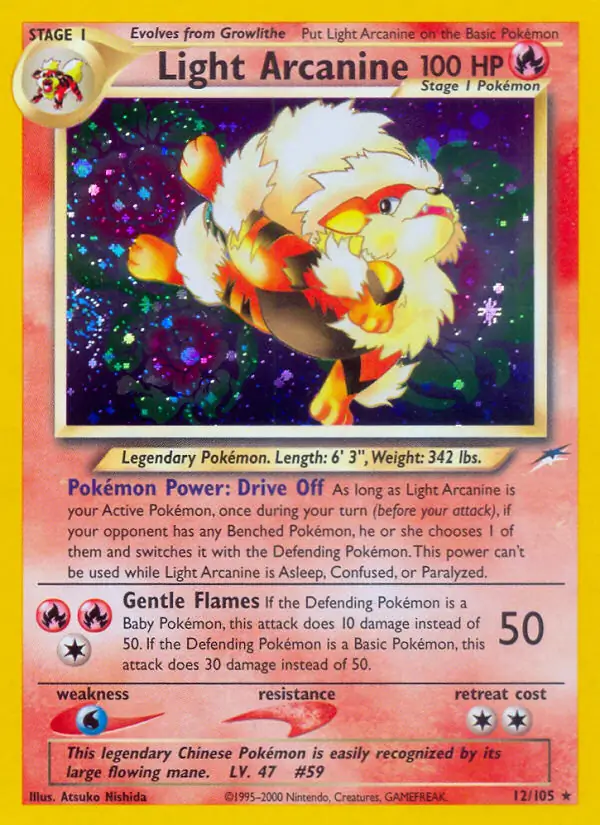 Light Arcanine Holo Pokemon card from Neo Destiny