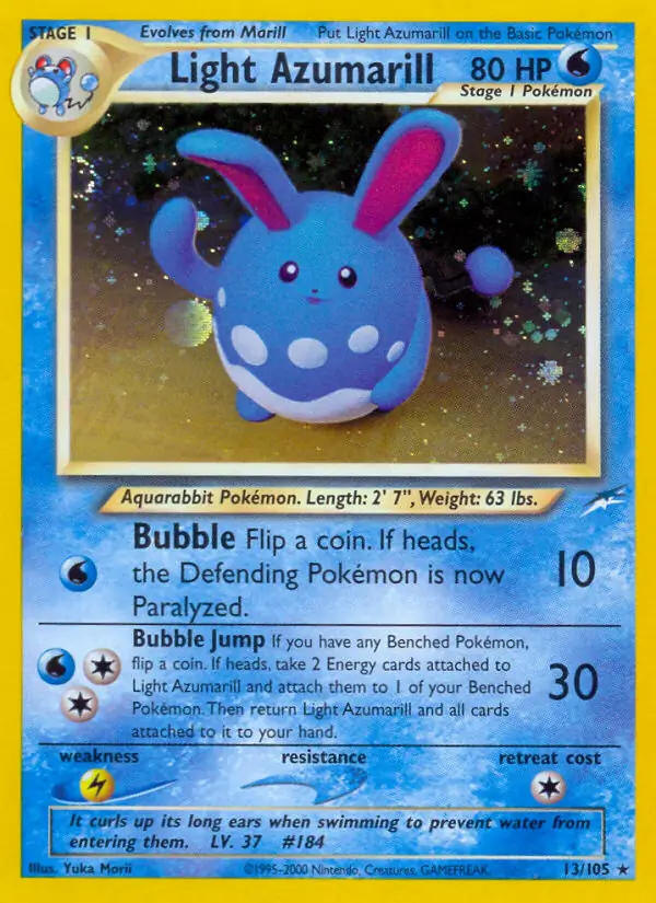 Light Azumarill Holo Pokemon card from Neo Destiny