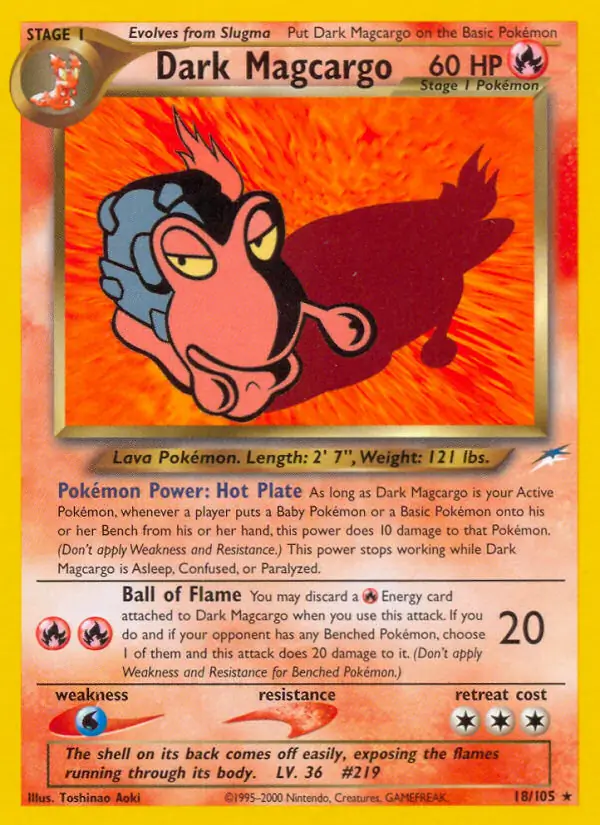 Dark Magcargo Pokemon card from Neo Destiny