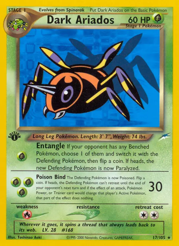 Dark Ariados Pokemon card from Neo Destiny 1st Edition