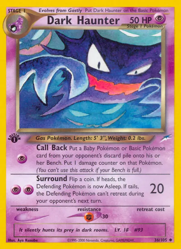 Dark Haunter Pokemon card from Neo Destiny 1st Edition