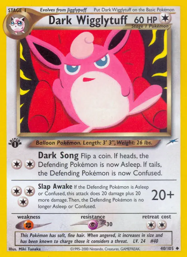 Dark Wigglytuff Pokemon card from Neo Destiny 1st Edition