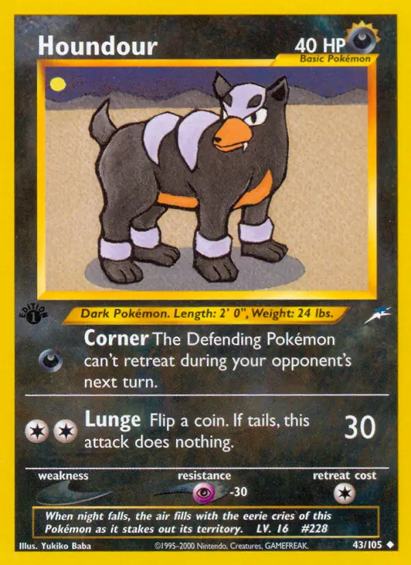 Houndour Pokemon card from Neo Destiny 1st Edition