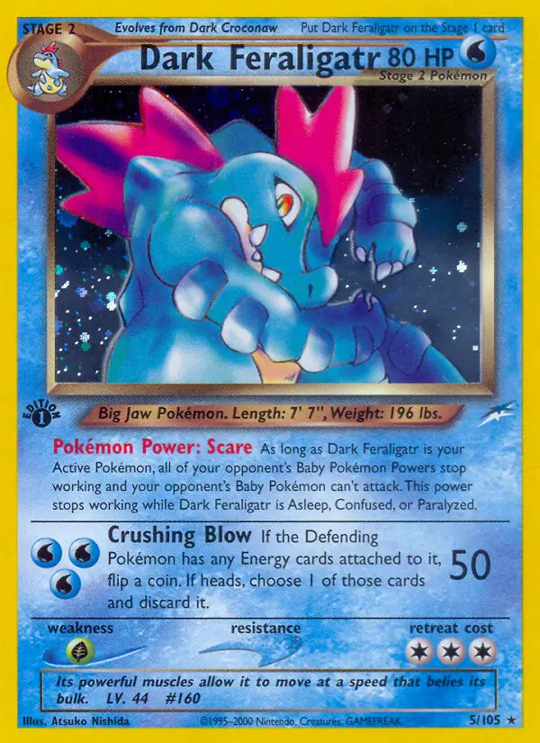 Dark Feraligatr Holo Pokemon card from Neo Destiny 1st Edition