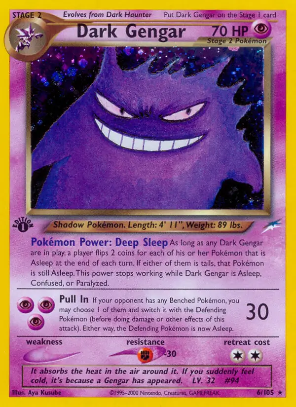 Dark Gengar Holo Pokemon card from Neo Destiny 1st Edition