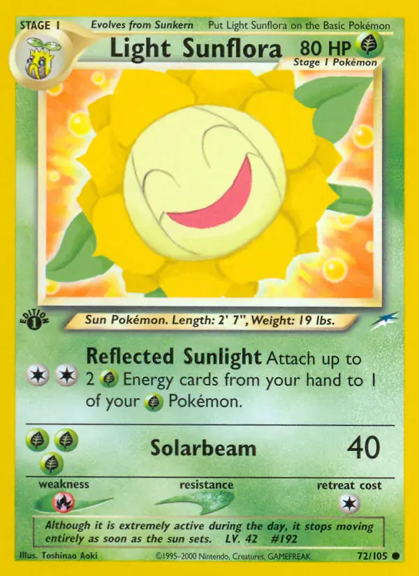 Light Sunflora Pokemon card from Neo Destiny 1st Edition