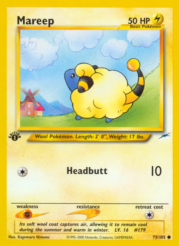 Mareep Pokemon card from Neo Destiny 1st Edition