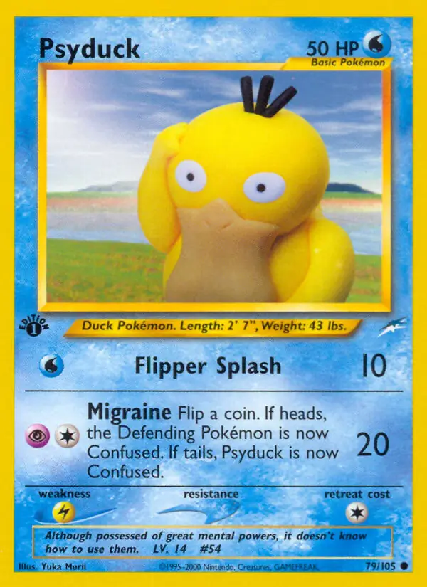 Psyduck Pokemon card from Neo Destiny 1st Edition