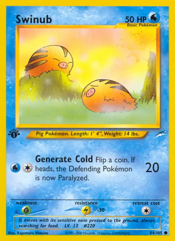 Swinub Pokemon card from Neo Destiny 1st Edition