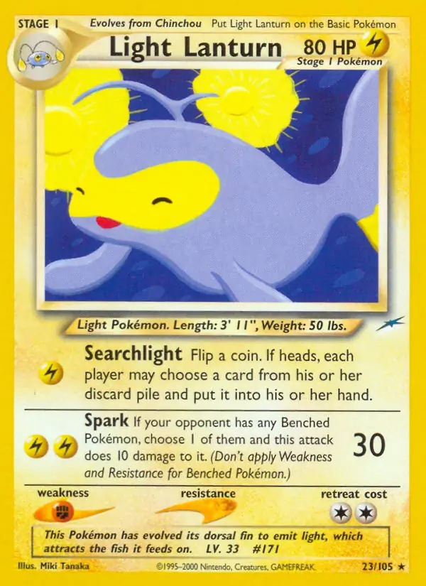 Light Lanturn Pokemon card from Neo Destiny