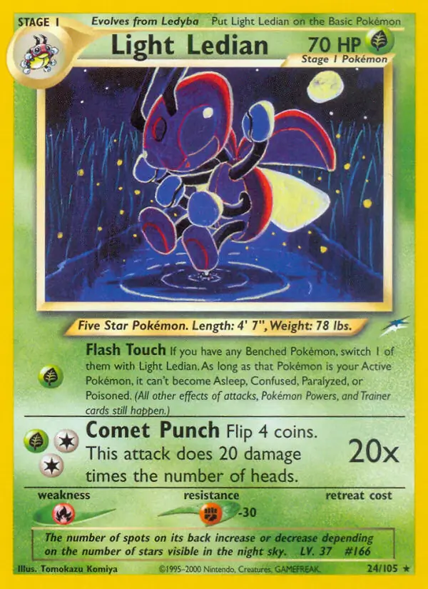 Light Ledian Pokemon card from Neo Destiny