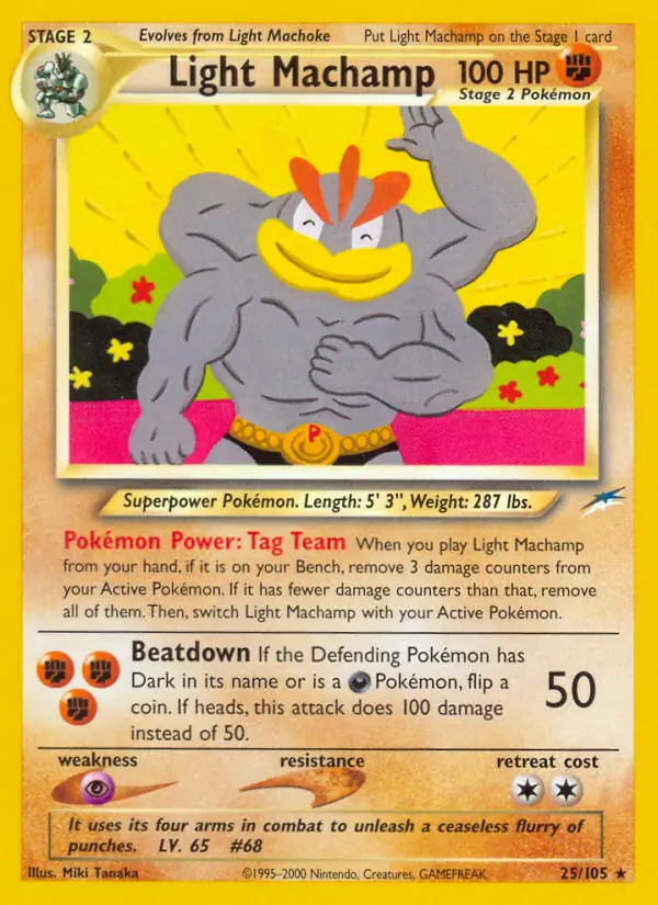 Light Machamp Pokemon card from Neo Destiny