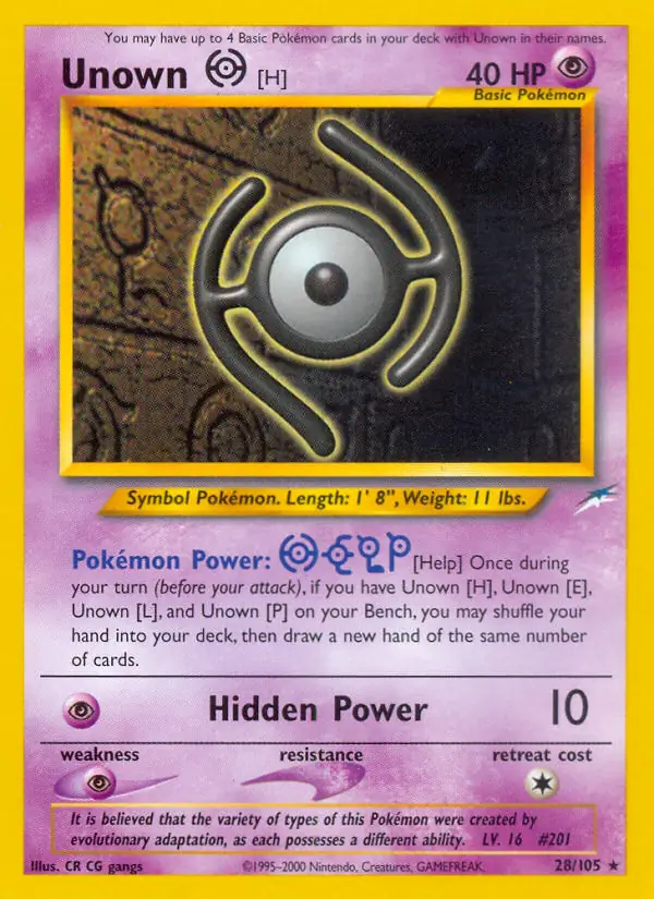Unown [H] Pokemon card from Neo Destiny