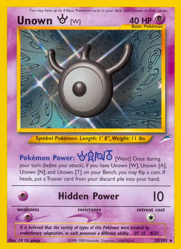 Unown [W] Pokemon card from Neo Destiny