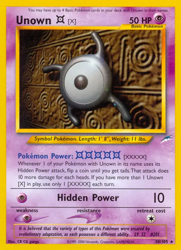 Unown [X] Pokemon card from Neo Destiny