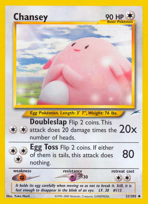 Chansey Pokemon card from Neo Destiny