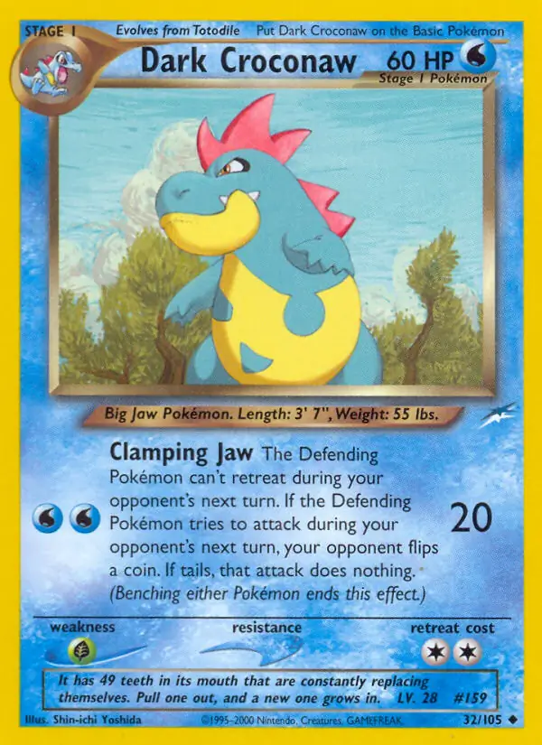 Dark Croconaw Pokemon card from Neo Destiny