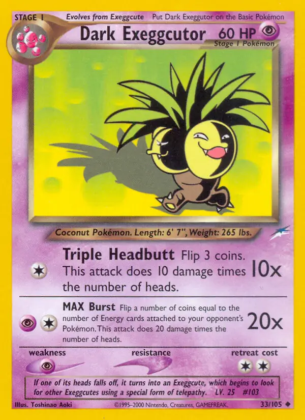 Dark Exeggutor Pokemon card from Neo Destiny