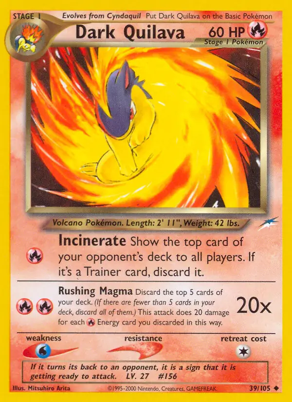 Dark Quilava Pokemon card from Neo Destiny